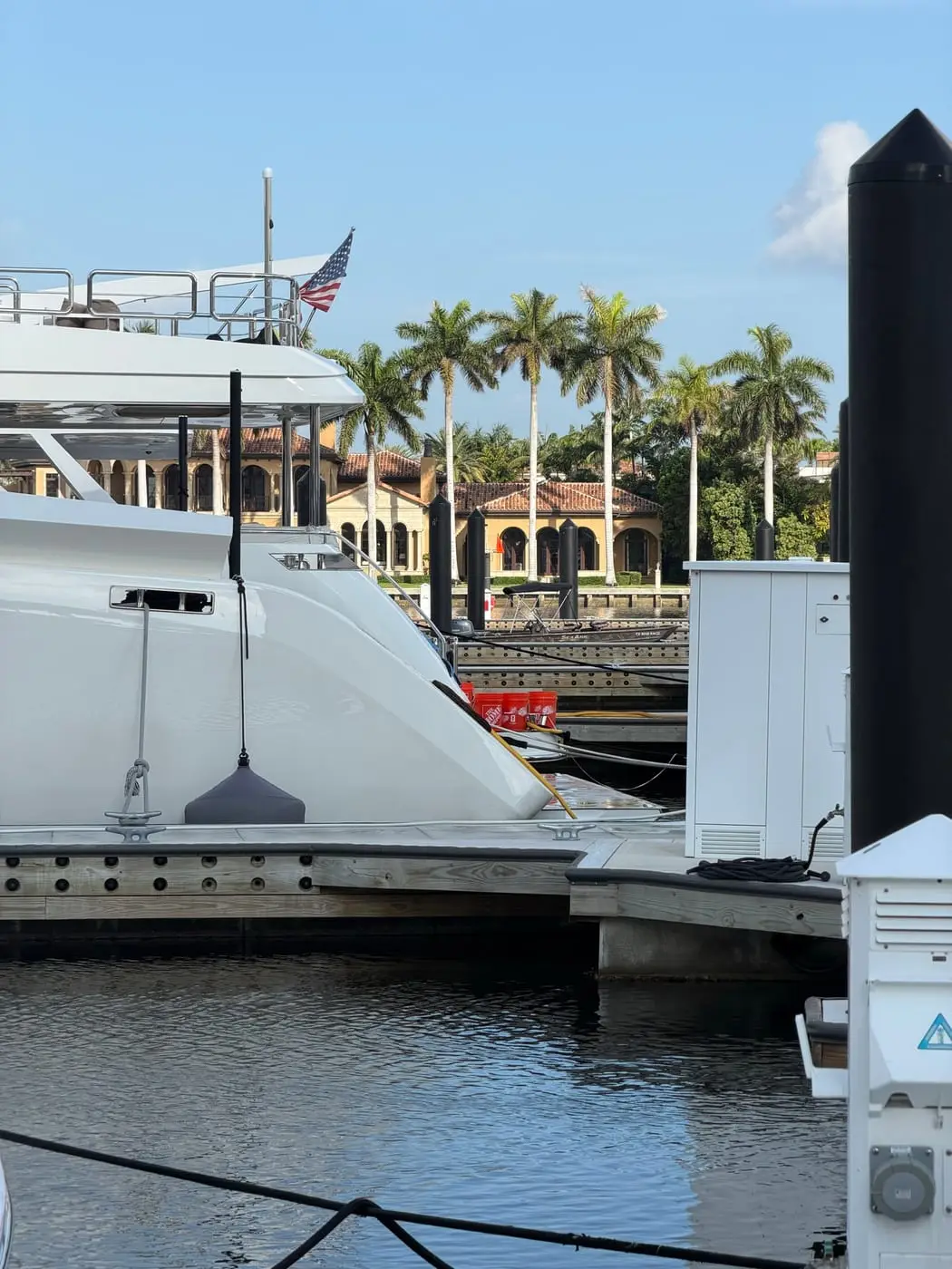 Motor yacht at the dock in Fort Lauderdale